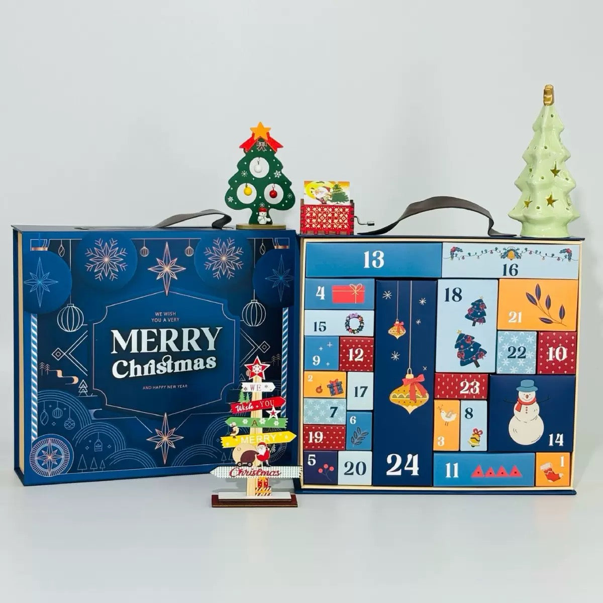 Advent Calendar Blue Box with Fancy Star 24-Day