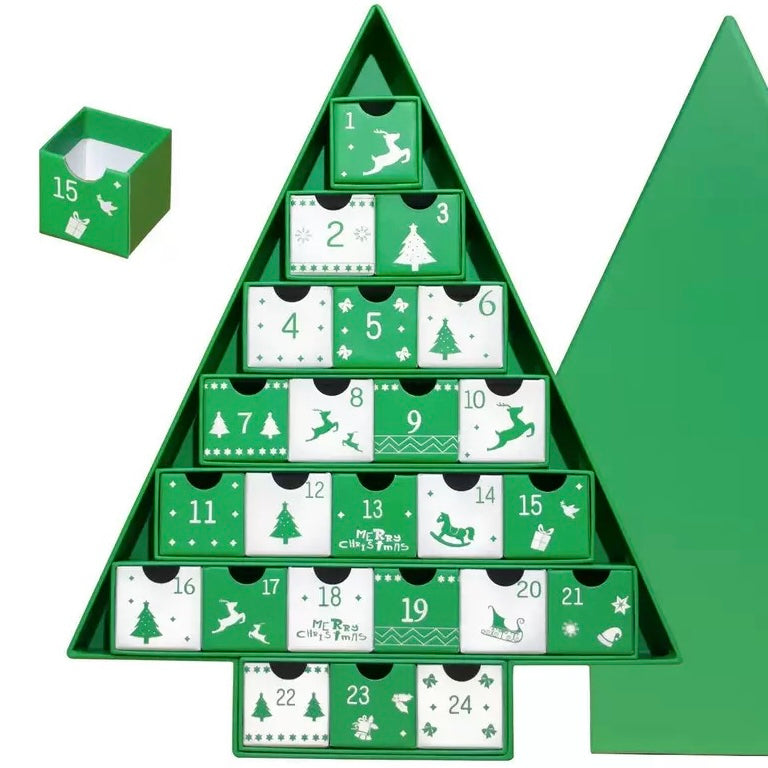 The 24-Day Advent Calendar Christmas Tree Green Box